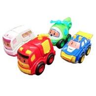 Food Grade Mini Plastic Pull and Back Car Set For Kids Gift 4 Pcs(car_4pcs_br) - Multicolour