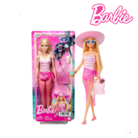 Barbie HPL73 Blonde Doll With Swimsuit And Beach-themed Accessories