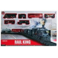 Rail King Train set Toy for kids Battery operated with Smoke Light Sound Locomotive Engine Cargo Car and Tracks -279518689
