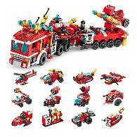 City Fire Brigade 12 In 1 Lego Building Blocks Toys For Kids- 557 Pcs (lego_12in1_fire_bg_633009) - Multicolor