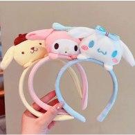 Cute Figure Kuromi Melody Cinnamoroll Plush Hairband Makeup Spa Headband Sweet Non Slip Elastic Skincare Yoga Face Washing