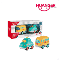 Huanger HE0538 2pcs Cartoon Vehicle Set with Music & Light, Ages 12m+